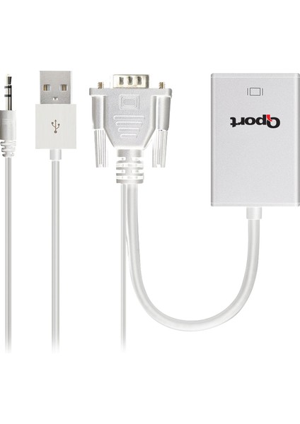 Qport Q-Vh VGA To HDMI Çevirici + Ses Kablosu
