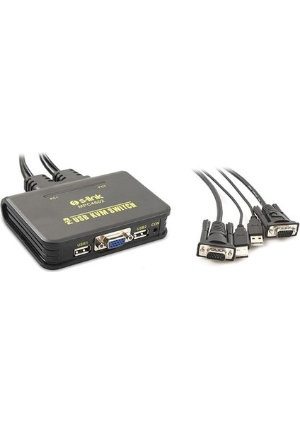 S-Link Sl- MPC4602 2 Port VGA 2 Port USB 1.8m M/m Kablolu Otomatik Kvm Siyah Switch