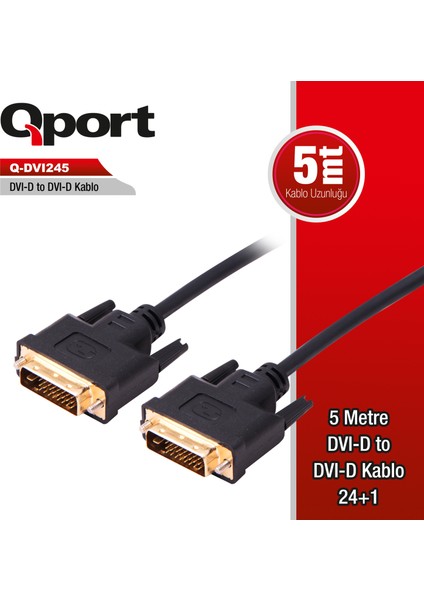 Qport 5m Dvı-D 24 + 1 Kablo (Q-DVI245)