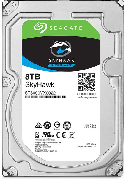 Seagate Skyhawk 8 Tb 256MB 5400RPM Sata3.0 7/24 Dvr,nvr Için Güvenlik HDD