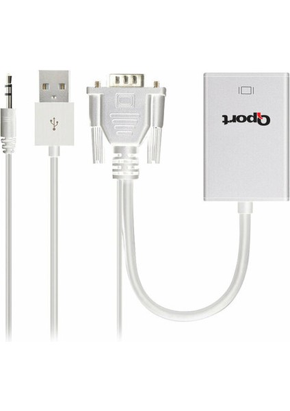 Qport VGA To HDMI Çevirici + Ses Kablosu (Q-Vh)
