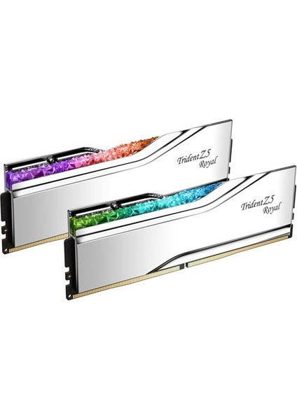 Gskıll 48GB (2x 24GB) Ddr5 8000MHZ CL40 Rgb Dual Kıt Pc Ram Trıdent Z5 Royal Sılver F5-8000J4048F24GX2-TR5S