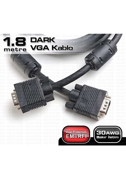 Dark DK-CB-VGAL180 1.8 mt Monitör Kablosu VGA 15E/15E