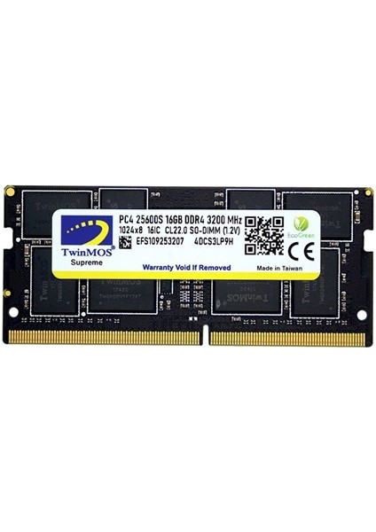 Twınmos 16GB Ddr4 3200MHZ Notebook Ram MDD416GB3200N