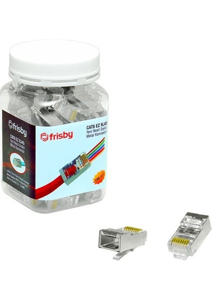 Frısby Cat6 Ez FNW-RJ4532N RJ45 100LÜ Paket Metal Konnektör (Yeni Nesil)