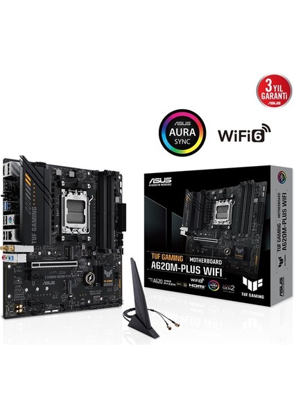 Asus Tuf A620M-PLUS Gamıng Wıfı-6 Ddr5 Hdmı-Dp Pcıe 4.0 Am5 Matx