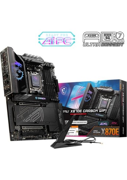 Msı Mpg X870E Carbon Wıfı Ddr5 8400MT/S 1xhdmı 2xusb4 4xm.2 Atx Am5 (Amd Am5 9000/ 8000/ 7000 Seri Işlemci Uyumlu)