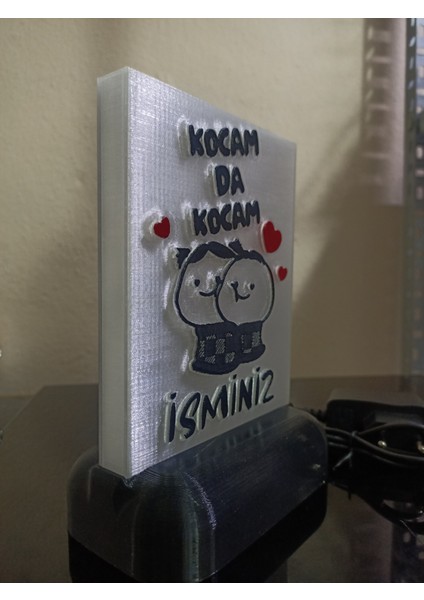 Kişiye Özel Isimli Hediyelik Kablolu LED Lamba - M4 - Kocam Da Kocam - Beyaz Işıklı