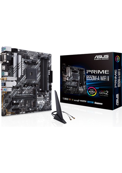 Asus Prıme B550M-A Wıfı Iı Am4 Ddr4 Ses+Glan HDMI Dvı-D D-Sub 2xm2 Usb3.2 Matx