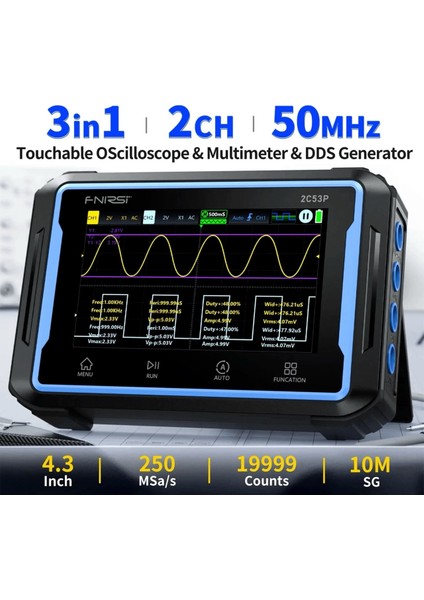 2C53P 3in1 50MHZ 2 Kanal 250MSA/S El Tipi Dijital Tablet Osiloskop & Multimetre & Sinyal Jeneratörü
