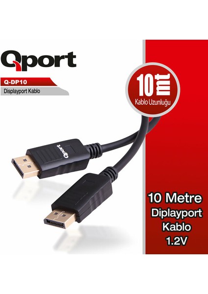 Qport 10 Metre 1.2V Display Port Kablo (Q-DP10)