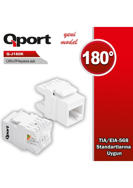 Qport Q-J180K Cat6 180 Derece Keystone Jack