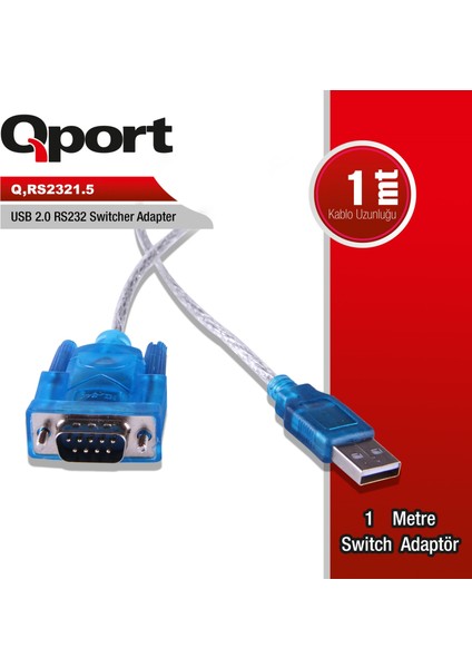 Qport (Q-RS2321.5) Usb2.0 To RS232 Cevırıcı Kablo 1m