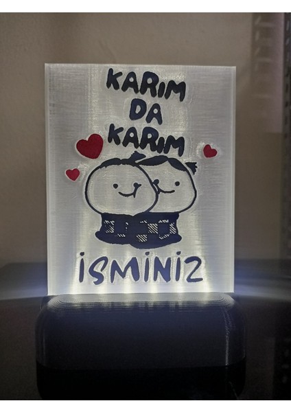 Kişiye Özel Isimli Hediyelik Kablolu LED Lamba - M5 - Karım Da Karım - Beyaz Işıklı