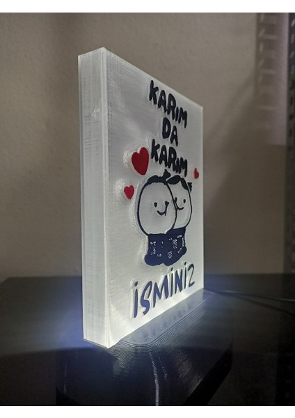 Kişiye Özel Isimli Hediyelik Kablolu LED Lamba - M5 - Karım Da Karım - Beyaz Işıklı