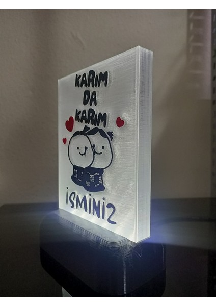 Kişiye Özel Isimli Hediyelik Kablolu LED Lamba - M5 - Karım Da Karım - Beyaz Işıklı