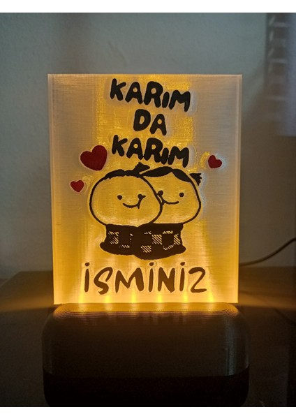 Kişiye Özel Isimli Hediyelik Kablolu LED Lamba - M5 - Karım Da Karım - Amber Işıklı