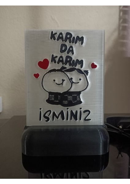 Kişiye Özel Isimli Hediyelik Kablolu LED Lamba - M5 - Karım Da Karım - Amber Işıklı