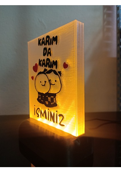 Kişiye Özel Isimli Hediyelik Kablolu LED Lamba - M5 - Karım Da Karım - Amber Işıklı