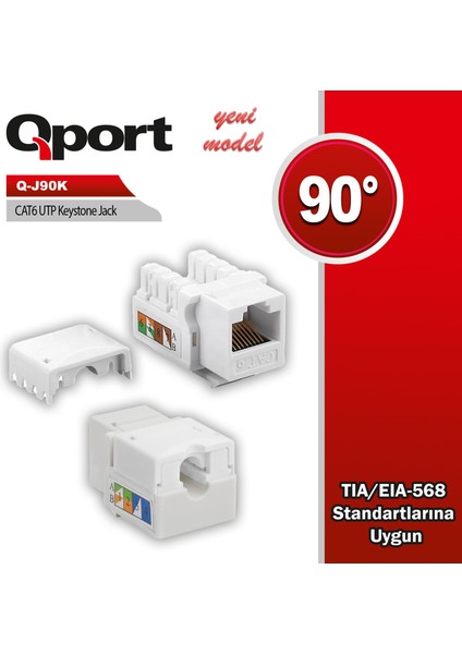 Qport Q-J90K Cat6 90 Derece Keystone Jack