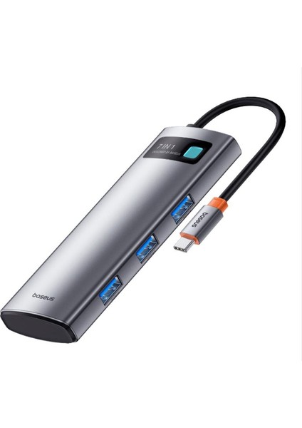 Baseus Starjoy Gri 7ın1 Hub Giriş:type-C, Çıkış:usb X3, Type-C X1, HDMI X1, Mıcrosd X1, Sd X1 B00030708811-00