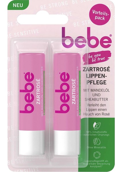 Bebe Zartpflege Hassas Çocuk Dudak Bakım Balsamı 2'li - Doğal Gül