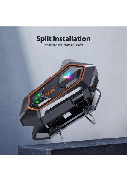 Y20 2x 1000M Telsiz Mesafeli 2 Kişi Bağlantılı Bluetooth Kask Kulaklık Fenerli Intercom.gzpde