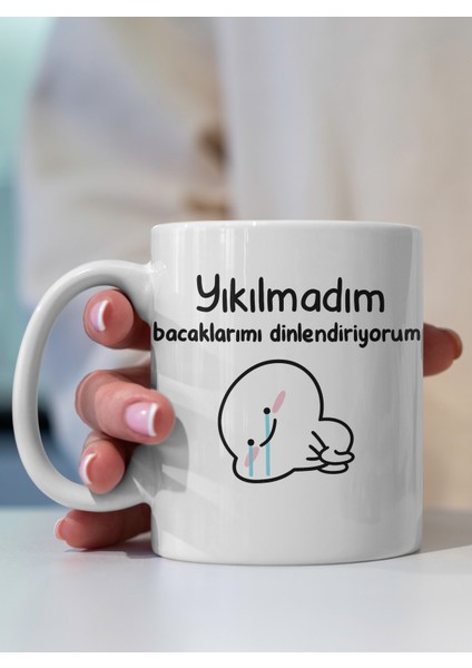 Kupa Bardak - Yıkılmadım Esprili Yazılı Desenli Kupa Bardak - Hediyelik Kupa Bardak