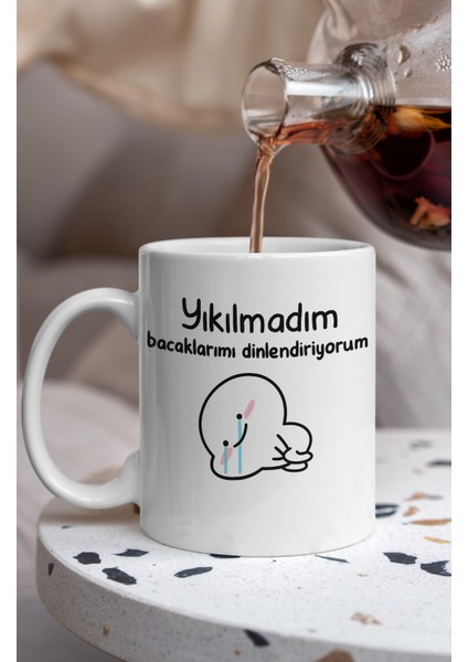 Kupa Bardak - Yıkılmadım Esprili Yazılı Desenli Kupa Bardak - Hediyelik Kupa Bardak