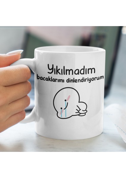 Kupa Bardak - Yıkılmadım Esprili Yazılı Desenli Kupa Bardak - Hediyelik Kupa Bardak