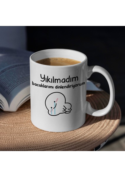 Kupa Bardak - Yıkılmadım Esprili Yazılı Desenli Kupa Bardak - Hediyelik Kupa Bardak