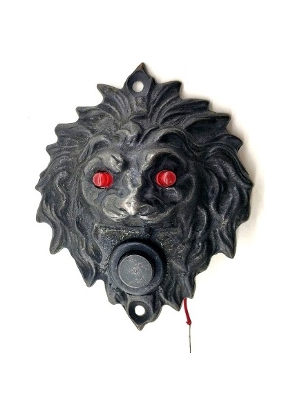 Antika Tarz Dekoratif Pirinç Aslan Kapı Zili - 100X78 Mm, Oksit, LED Işıklı
