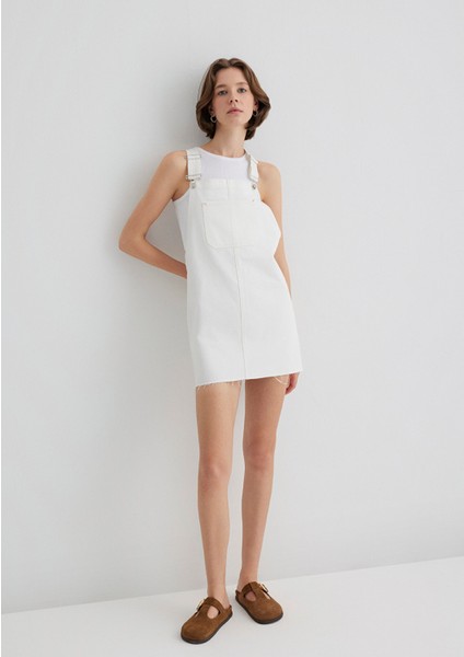 Iza Kırık Beyaz Jean Elbise 1310662-89835
