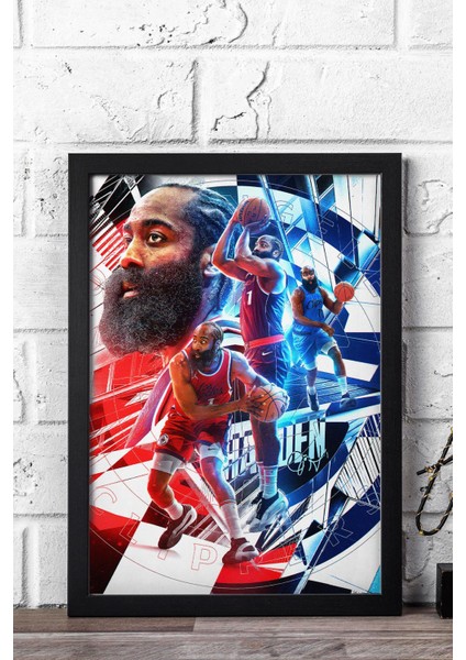 James Harden Çerçeveli Tablo - Basketbol Nba Posteri Tablo