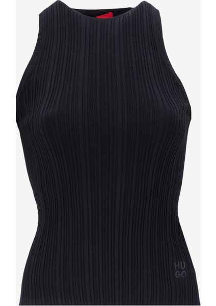 Bisiklet Yaka Düz Siyah Kadın Atlet 50539890