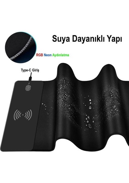 Fırsat Byr PM-25115 Xl Rgb Mouse Pad Wireless Telefon Şarj Destekli 14 Modlu Yeni