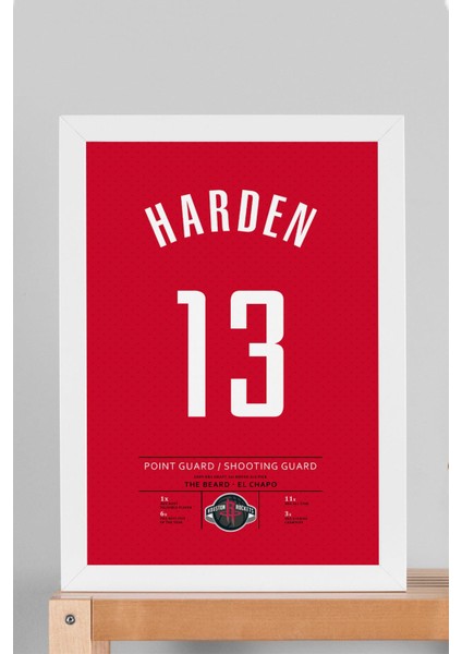 James Harden Forma Çerçeveli Tablo - Nba Houston Rockets Jersey