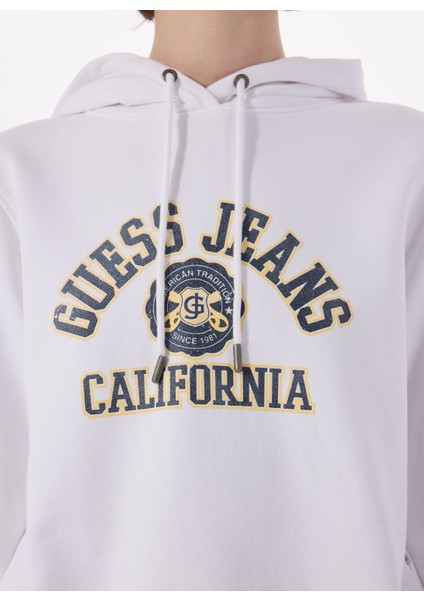 Baskılı Beyaz Kadın Sweatshırt Gj Crop Hood Prınt S - Mıd Organıc indirimleri
