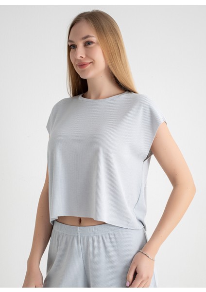 Yuvarlak Yaka Gri Pijama Üst 403SIX-1110-051 fırsatları