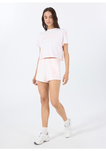 V5GD11KCRQ0F6EX Tıe-Dye Short Pembe Lastikli Bel Relaxed Desenli Kadın Şort