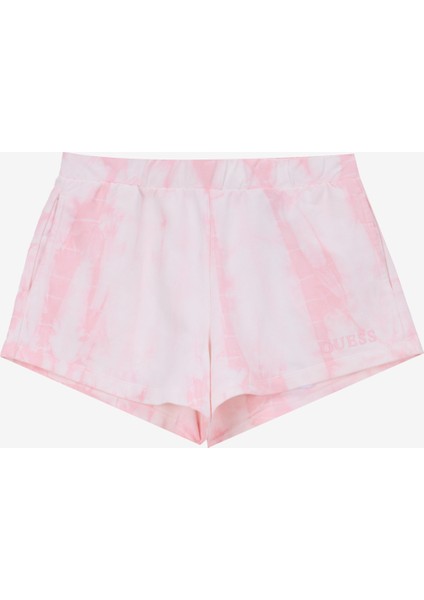 V5GD11KCRQ0F6EX Tıe-Dye Short Pembe Lastikli Bel Relaxed Desenli Kadın Şort