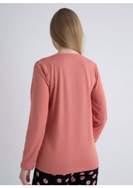 V Yaka Pembe Pijama Üst 403SIX-1110-074 fırsatları