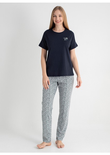 Yuvarlak Yaka Lacivert Pijama Üst 403SIX-1110-054 fiyatları