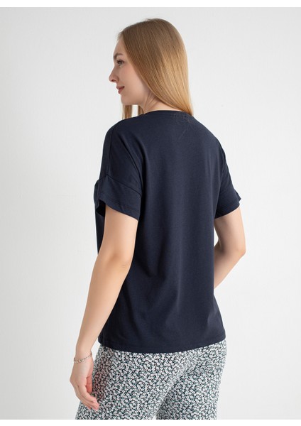 Yuvarlak Yaka Lacivert Pijama Üst 403SIX-1110-054 modelleri