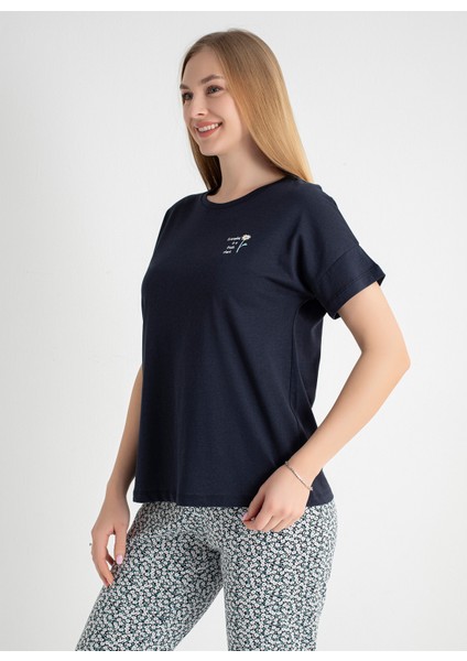 Yuvarlak Yaka Lacivert Pijama Üst 403SIX-1110-054 fırsatları