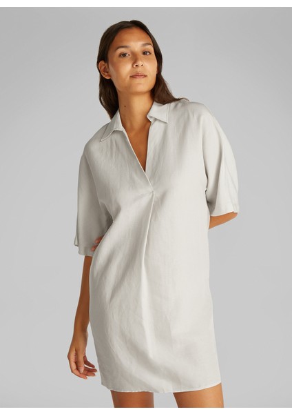 Gömlek Yaka Düz Ekru Mini Kadın Elbise K20K208382ADA fiyatları