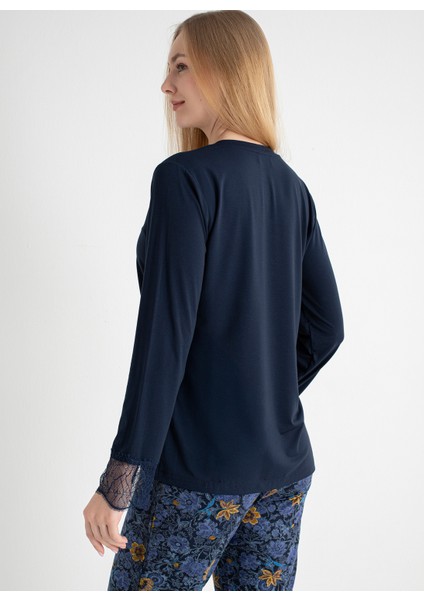 V Yaka Lacivert Pijama Üst 401WON-1110-175 modelleri