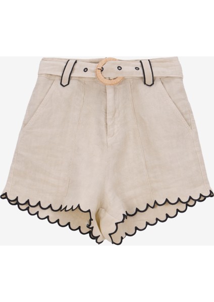Yüksek Bel Standart Siyah - Ekru Kadın Şort Mrs Clara Short