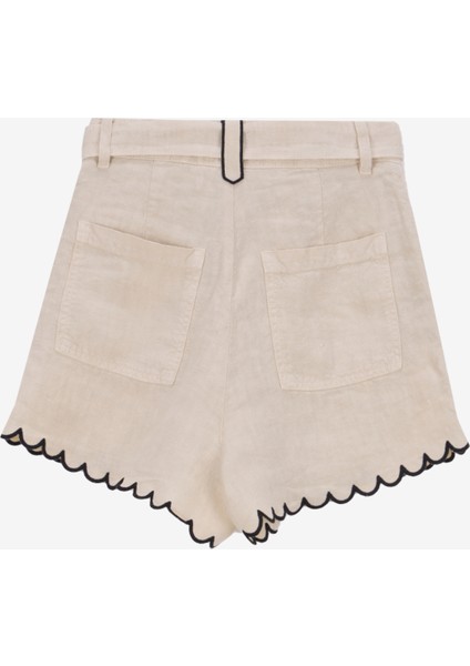 Yüksek Bel Standart Siyah - Ekru Kadın Şort Mrs Clara Short