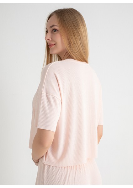 Yuvarlak Yaka Pembe Pijama Üst 403SIX-1110-053 modelleri